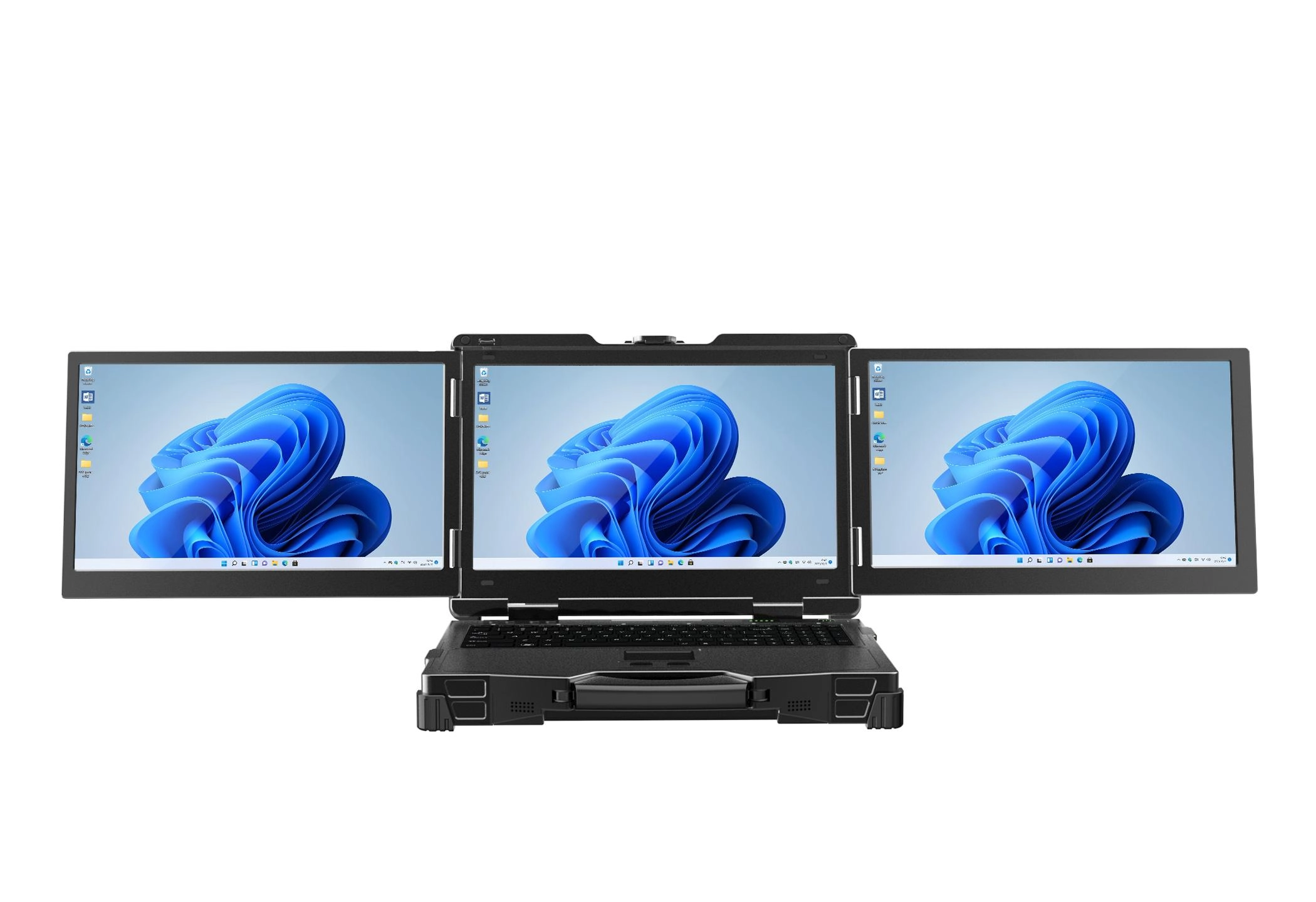 Laptop resistente con triple pantalla de 15,6 pulgadas